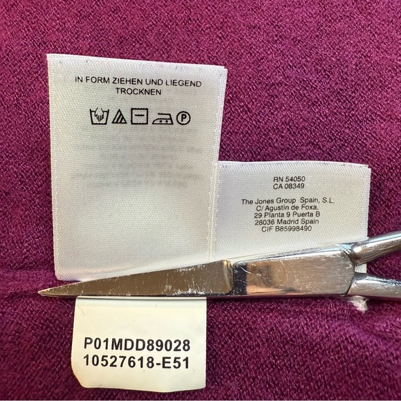 Jones New York Collection Open Front Wool Blend Cardigan Sweater Sz M Magenta - Picture 14 of 14